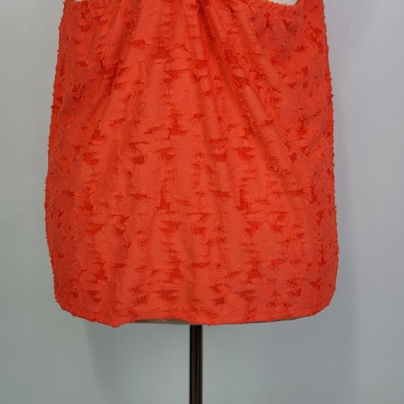 LC Lauren Conrad Orange Ruffle Sleeve Strappy V-Back Textured Top NEW NWT 1X - Picture 8 of 13